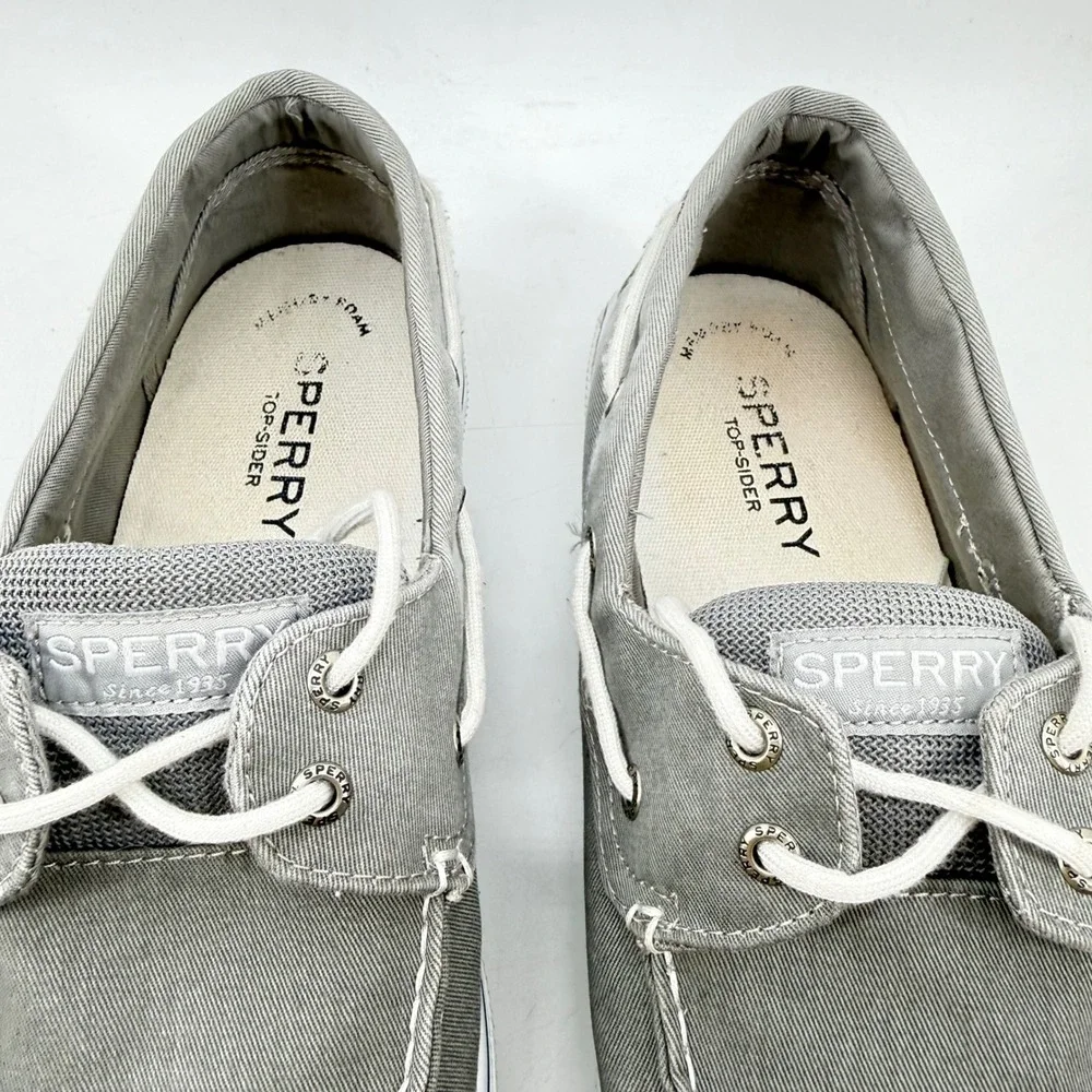 Sperry Bahama II Boat Shoes Mens 11.5 Gray Canvas Nautical Resort Preppy Beach